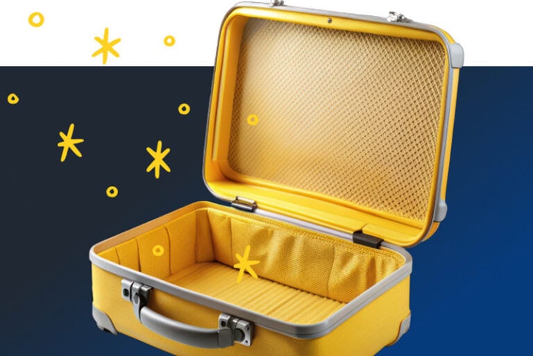 Open Yellow Suitcase With Stars Coming Out Of It