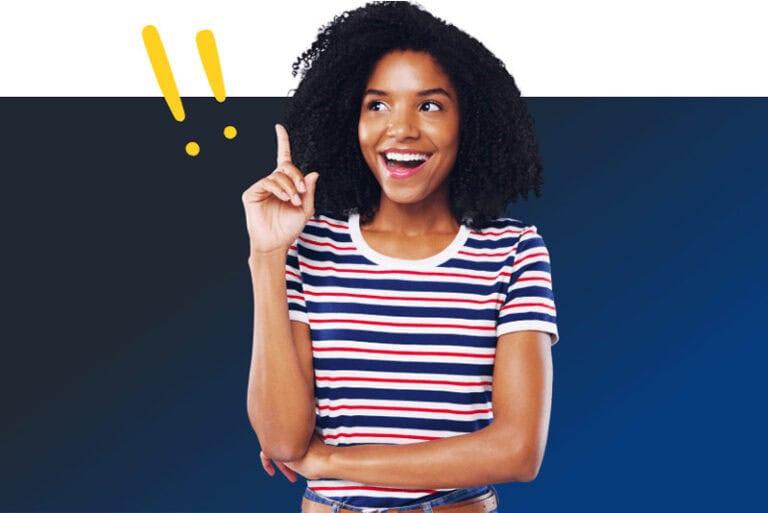 Woman Pointing Up As She Has An Idea