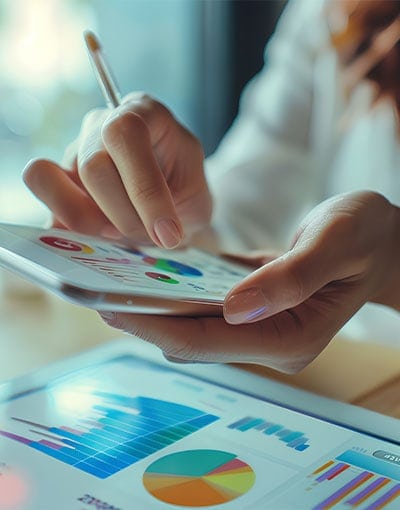 Tablet Data Visualization Analytics Dashboard