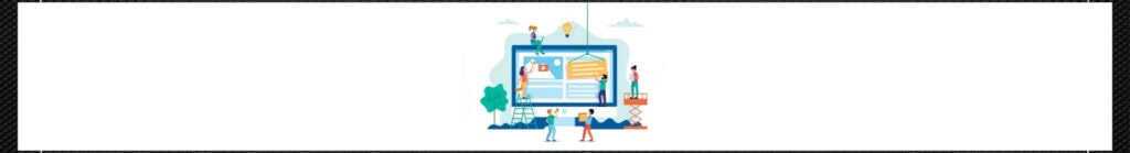 Illustration of computer monitor with people and construction equipment