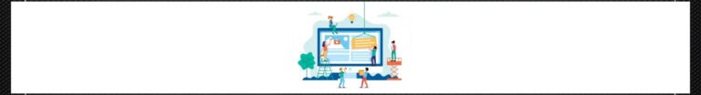 Illustration of computer monitor with people and construction equipment