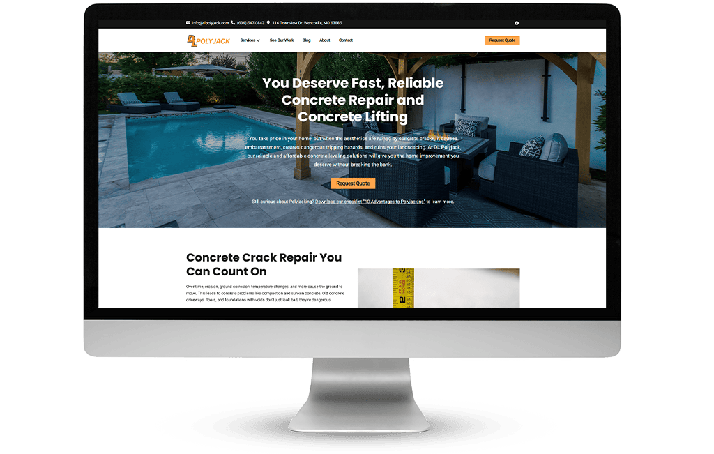 Desktop Concrete Repair Website Homepage