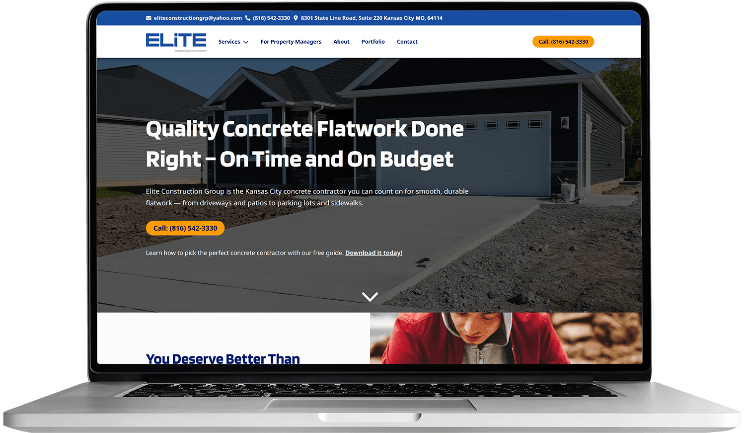 Elite Construction Website Laptop Concrete Flatwork Elite Construction Website Laptop Concrete Flatwork