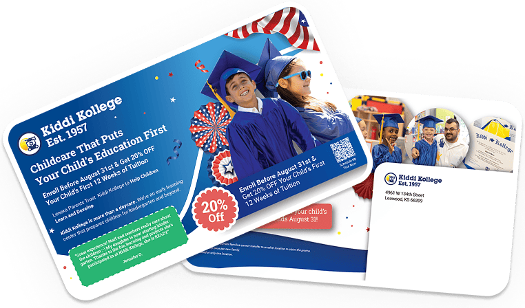 Kiddi Kollege Childcare Preschool Direct Mail Postcard Campaign