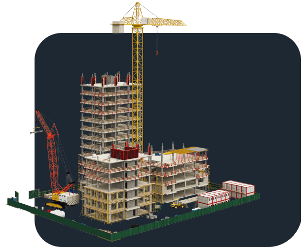 Commercial Building Construction Site With Cranes