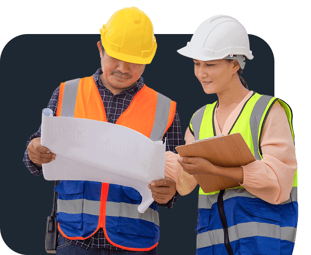Construction Team Reviewing Concrete Project Plans