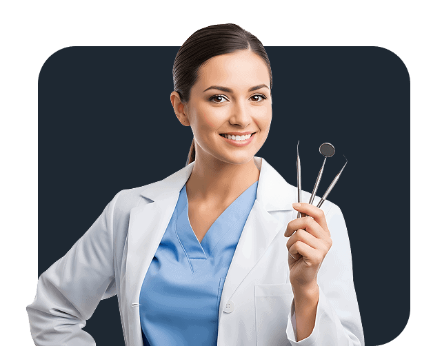 Professional Female Dentist With Dental Tools